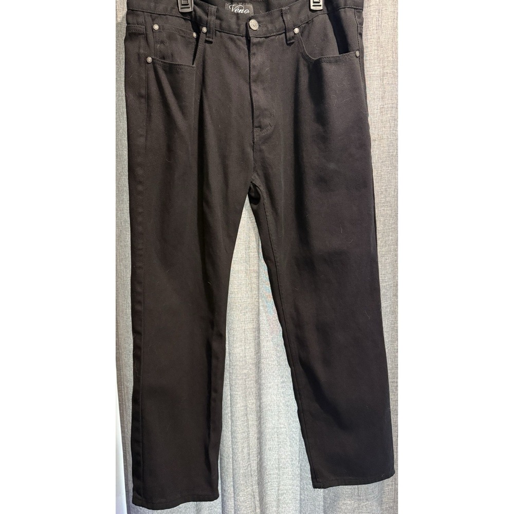 Veno Men's Denim Jeans Black SZ 40/32 Lightweight Straight Leg 5 Pocket Design